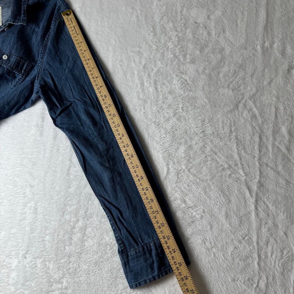 Hollister Denim Button Up Shirt Women’s Medium Chambray Long Sleeve Casual Top - Picture 5 of 8
